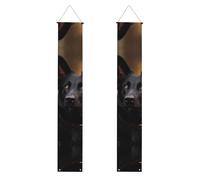 Striscioni da portico con cane da pastore tedesco nero, striscioni da appendere alla porta, cartello di buon compleanno per veranda, striscioni per feste, sfondo fotografico, cartelli per porta d'in