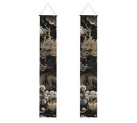 Striscioni da portico con drago cinese nero, striscioni da appendere alla porta, cartello di buon compleanno per veranda, striscioni per feste, sfondo fotografico, cartelli per porta d'ingresso per