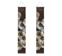 Striscioni da veranda con fiori di margherita su tavola di legno, striscioni da appendere alla porta, cartello di buon compleanno per veranda, striscioni per feste, sfondo fotografico, cartelli per