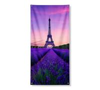 Striscioni decorativi per porta con campi di lavanda, romantici fiori viola paesaggio, decorazione per porta d'ingresso, per interni ed esterni, estate, giardino, feste, 91 x 183 cm