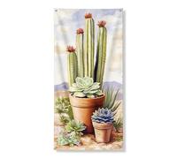 Striscioni decorativi per porte con piante del deserto, piante grasse verdi ad acquerello, decorazione per porta d'ingresso, per interni ed esterni, sfondo botanico da appendere 91 x 183 cm