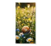 Striscioni decorativi per porte da giardino a forma di lumaca, motivo floreale ispirato alla natura, decorazione primaverile, sfondi per feste all'aperto e interni, 91 x 182 cm