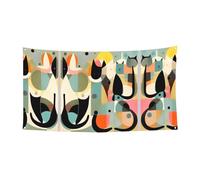 Striscioni decorativi stampati con gatto di arte moderna della metà del secolo, adatti per riunioni di famiglia, cerimonia di laurea sfondo decorazione fotografica da parete