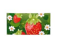 Striscioni e cartelli con fragole e fiori per esterni e interni, decorazione per feste, striscione personalizzato con occhielli sfondo di compleanno segno poster sfondo fotografico per eventi di nozze