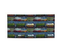 Striscioni e cartelli per auto con treno per interni ed esterni, decorazione per feste, striscione personalizzato con occhielli sfondo di compleanno segno poster sfondo fotografico per eventi di nozze