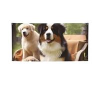 Striscioni e cartelli per la famiglia di cani Banner per esterni e interni per feste Banner personalizzato con occhielli Sfondo di compleanno Sfondo Poster Foto Sfondo per eventi di nozze Medio