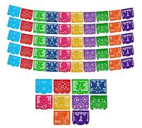 Striscioni messicani per feste (confezione da 5 con 10 bandiere di plastica per striscione) - Decorazioni per feste a tema messicano - Papel Picado Mexicano Para Fiesta - Decorazioni per feste