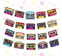 striscioni per feste a forma di cassette decorazioni per feste | 4 pezzi striscioni per feste a forma di cassette decorazioni per feste con lettore cassette striscioni con sagoma di radio