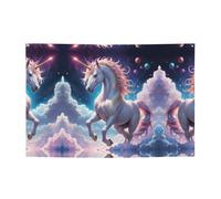 Striscioni per le vacanze con stampa di unicorni quantistici e fondali da appendere, decorano facilmente la scena della