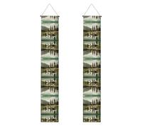 Striscioni per porte con stampa di pescatori sul lago, striscioni decorativi da appendere per interni ed esterni per feste e celebrazioni