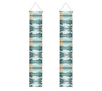 Striscioni per portico stampate con foglie cadute su un lago tranquillo, striscioni decorativi appendibili, adatti per feste, decorazione multi-scena per interni ed esterni