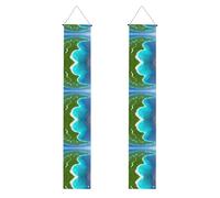 Striscioni per portico stampati con un'isola nell'oceano, striscioni decorativi da appendere, adatti per feste, decorazioni multi-scena per interni ed esterni