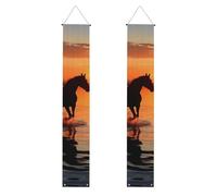 Striscioni per veranda con cavalli sul lago, striscioni da appendere alla porta, cartello per veranda con scritta "Buon compleanno", striscioni per feste, sfondo fotografico, cartelli per porta d'in