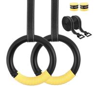 Strixorn Anelli da ginnastica con cinghie di fissaggio, ancoraggi per porta e borsa, adatti per interni ed esterni, calisthenics con guida per allenamento, anelli da ginnastica, anelli olimpici