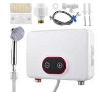 Strixorn Scaldabagno Elettrico 5,5kW, 220V Scaldacqua Istantaneo con Display Digitale & Modalità di Potenza a 3 Livelli, IPX4 30-52℃ per Doccia, Cucina & Giardino [Classe Energetica A] - Con Pioggia