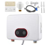 Strixorn Scaldacqua istantanea elettrico da 5,5 kW, 220 V, con display digitale e modalità di alimentazione a 3 livelli, IPX4 30-52 ℃ per doccia, cucina e giardino [classe energetica A] - con pioggia