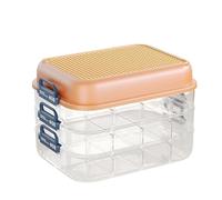 Strixorn Scatola portaoggetti per giocattoli con coperchio, 3 livelli, scatola per giocattoli, trasparente, organizer per piccoli oggetti, contenitore per bambini, contenitore per blocchi (arancione)