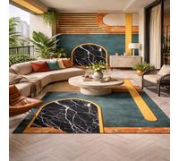 Strloepr Tappeto Corridoio, Camera da Letto, Cucina, Salotto, Sala da Pranzo, Ufficio, Moderno Geometrico Farmhouse, Blu, Nero, Bianco, Orange, 100 x 160 cm