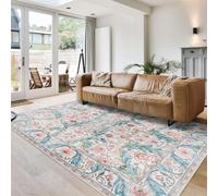 Strloepr Tappeto da 1,5 x 1,5 m, motivo floreale, decorazione moderna per la casa, colorato, 155 x 155 cm, lavabile, per soggiorno, camera da letto, comodino, fattoria, sala da pranzo