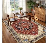 Strloepr Tappeto Decorative Salotto e Camera da Letto, Lavabile Antiscivolo Tappeti zona,Vintage Distressed Retro Geometrico Rosso, Blu, Beige, Nero, Giallo senape, 120 x 160 cm