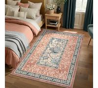 Strloepr Tappeto Decorative Salotto e Camera da Letto, Lavabile Antiscivolo Tappeti zona,Vintage Distressed Retro Rosso chiaro, Beige, Blu, 120 x 160 cm