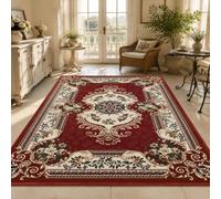 Strloepr Tappeto Decorazioni interni, 120 x 185 cm, shabby chic floreale rosso beige verde nero, Tappeti di zona Salotto e Camera da Letto, Lavabile Antiscivolo Rug,