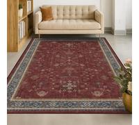 Strloepr Tappeto extra large 2 x 3 m, vintage, orientale, retrò, floreale, decorazione rustica, rosso scuro, 200 x 300 cm, lavabile, per soggiorno, casa colonica, decorazione estetica