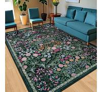 Strloepr Tappeto grande da 1,8 x 1,8 m, multicolore, moderno, floreale, decorativo, per divano, verde scuro, 180 x 180 cm, lavabile, decorazione per la casa, soggiorno, sala da pranzo