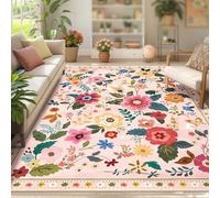 Strloepr Tappeto Grande Salotto Pelo Corto Camera da Letto, Lavabile Antiscivolo,Decorazione per la casa moderna multicolore per ragazze motivo floreale, rosa, 185 x 245 cm