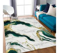 Strloepr Tappeto Grande Salotto Pelo Corto Camera da Letto, Lavabile Antiscivolo,Modern Abstract Marble Verde Grigio Gold Giallo Grigio Bianco,Emerald,200 x 305 cm