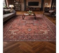 Strloepr Tappeto Moderno Pelo Corto Lavabile per Soggiorno, Antiscivolo, Facile da Pulire, Retro Light Rosso, blu, grigio, beige, 90 x 150 cm