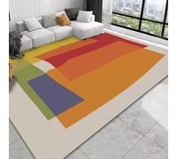 Strloepr Tappeto Pelo Corto Soggiorno e Camera da Letto, Lavabile Antiscivolo, Rosso Orange Verde Giallo Modern Beige,Multicolour,160 x 230 cm