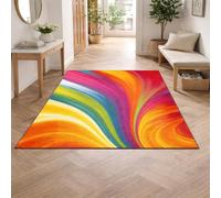 Strloepr Tappeto Pelo Corto, Tappetino Lavabile Zerbino Ingresso Cucina, Corridoio, Astratto moderno rosso giallo blu verde arancione multicolore Art Déco, 70 x 140 cm