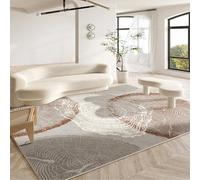 Strloepr Tappeto Salotto e Camera da Letto, Lavabile Antiscivolo, Tappeti di zona, Beige Tree-Circle Pattern Modern,Grigio,90 x 150 cm