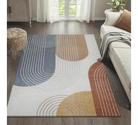 Strloepr Tappeto Salotto e Camera da Letto, Lavabile Antiscivolo, Tappeti di zona,Blue Grigio Bianco Orange Giallo Geometric Modern,Multicolour,120 x 200 cm