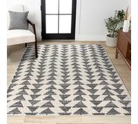 Strloepr Tappeto Salotto e Camera da Letto, Lavabile Antiscivolo, Tappeti di zona,Modern Triangle Geometric Cream nero,Grigio,155 x 245 cm