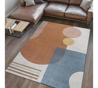 Strloepr Tappeto Salotto e Camera da Letto, Lavabile Antiscivolo, Tappeti di zona,Multicolour Blue Grigio Bianco Giallo Geometric Modern,Orange,160 x 200 cm