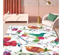 Strloepr Tappeto Salotto e Camera da Letto, Lavabile Antiscivolo, Tappeti di zona,Rosso Floral Tea Blue Verde Bird Modern Print,Multicolour,150 x 200 cm