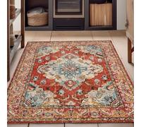 Strloepr Tappeto Salotto e Camera da Letto, Lavabile Antiscivolo, Tappeti di zona,Vintage Distressed Retro Rosso, Blu, Beige, 120 x 185 cm