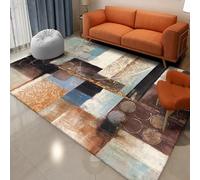 Strloepr Tappeto Salotto e Camera da Letto, Lavabile in Lavatrice, Antiscivolo, Coffee Abstract Modern Geometric Blue Beige,Multicolour,70 x 140 cm