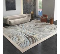 Strloepr Tappeto Salotto e Camera da Letto, Lavabile in Lavatrice, Antiscivolo, Modern Cream Taupe Giallo Geometric Circle Designs,Blue,60 x 90 cm