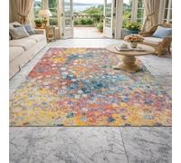 Strloepr Tappeto zona Casa e cucina Decorazioni interni Tappeti e protezioni, Antiscivolo,Astratto Moderno Blu rosso giallo rosa arancione Multicolore Art Déco, 200 x 200 cm