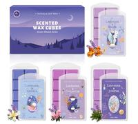 STRN Cera da sciogliere, profumata alla lavanda, per scaldacera, 4 profumi di lavanda e ambra, vaniglia, ginepro, geranio, cubetti di cera a lunga durata, 4 x 70,9 g, per fragranze domestiche, spa