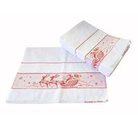 Strofinacci Canovacci Natale Set 6 Pezzi 100% Cotone Misura Cm 50x70 Tela Aida Ricamo Hobby Cucito Prodotto Italiano (Slitta con Babbo Natale)