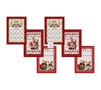 Strofinacci cucina cotone Natale calendario 2026 maxi 50x70cm - Set 6 Pezzi, 3 S