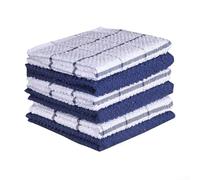 Strofinacci da cucina in filato di cotone con struttura in spugna per un efficace assorbimento dell'umidità (griglia blu)