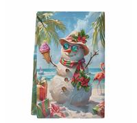 Strofinacci da cucina natalizi, con motivo a pupazzo di neve, stella di Natale, fiore, assorbenti, palma, spiaggia, oceano, gelato, strofinacci per la pulizia e l'asciugatura della cucina, 1 confezio