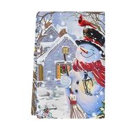 Strofinacci da cucina natalizi, con pupazzo di neve e albero di Natale, assorbenti, con uccellino rosso, strofinacci da cucina, strofinacci per la pulizia e l'asciugatura della cucina, confezione da