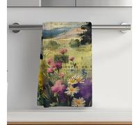 Strofinacci da cucina vintage floreali, strofinacci decorativi assorbenti in microfibra con design cartolina retrò per piatti e tè, asciugamani artistici morbidi a nido d'ape per casa di campagna