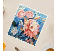 Strofinacci da tavola - Set di 6 pezzi assorbenti con motivo floreale - Lavette da cucina, per casa, interni, piano di lavoro, bagno, vetri, finestre